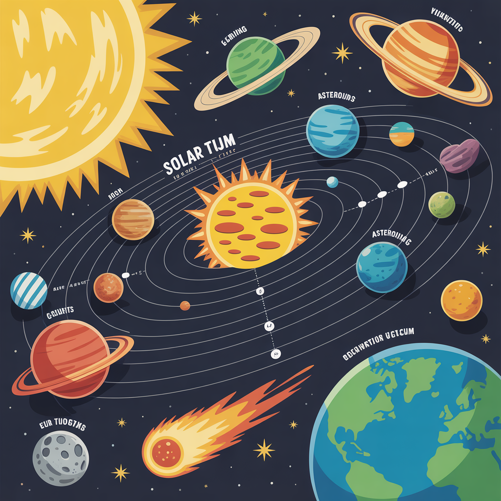 Solar system for beginners: planets, sun, moons, and comets